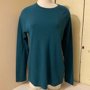 Smartwool Womens 1X Teal Blue 100% Merino Wool Long Sleeve Base Layer Top Active